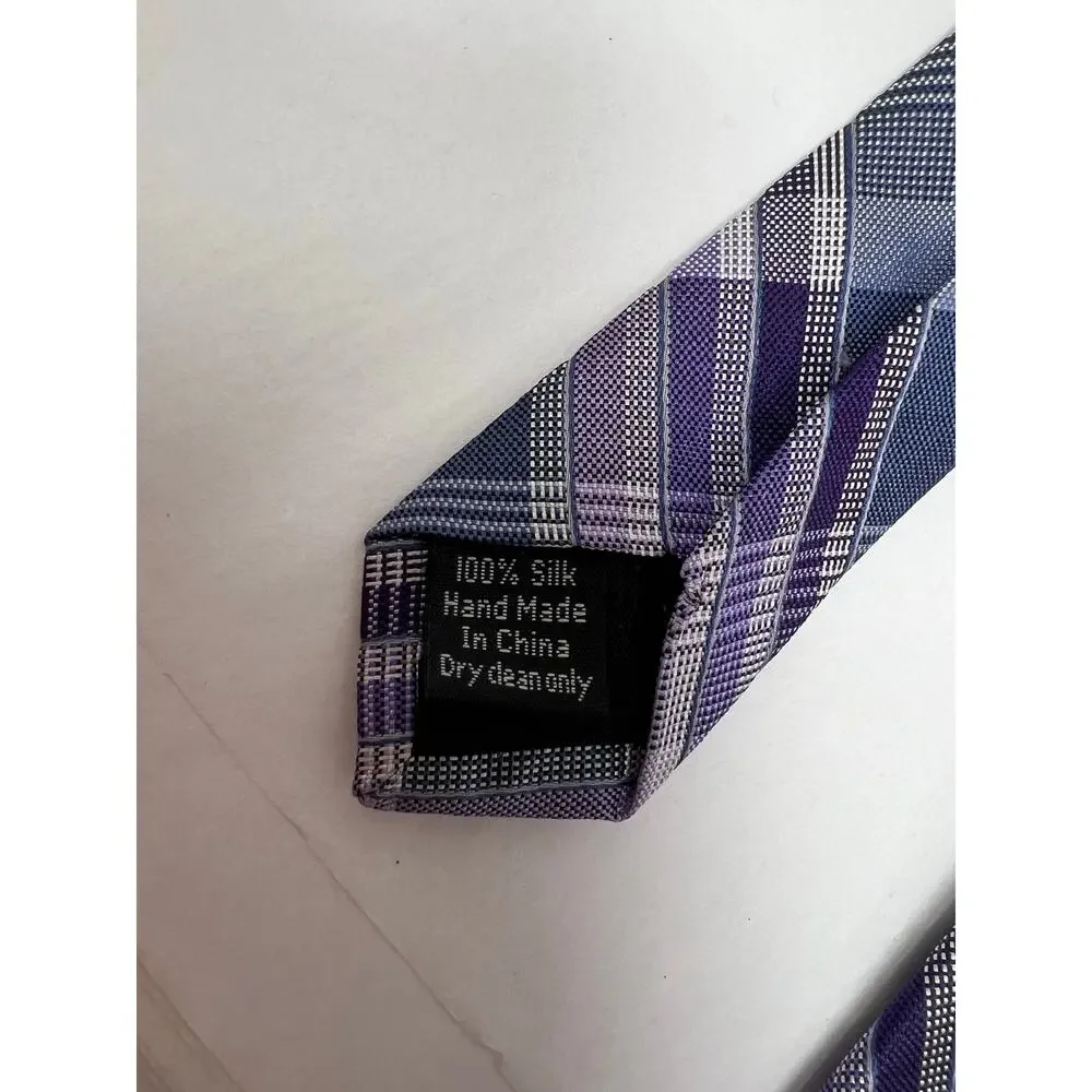 Pronto Uomo Purple Twill Silk Tie Classic Plaid Mens‎ Necktie